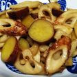 さつまいもと蓮根の甘辛煮