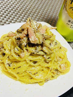 キノコたっぷり♪こってりカルボナーラ♪-レシピのメイン写真