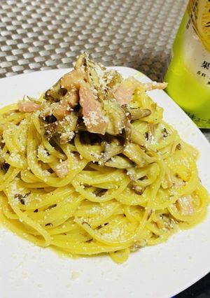 キノコたっぷり♪こってりカルボナーラ♪-レシピのメイン写真