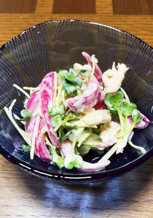 ササミとレッドオニオンのカイワレマヨサラ-レシピのメイン写真