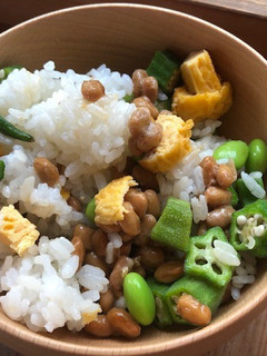 納豆と枝豆夏野菜のご飯-レシピのメイン写真