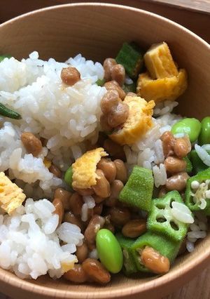 納豆と枝豆夏野菜のご飯-レシピのメイン写真