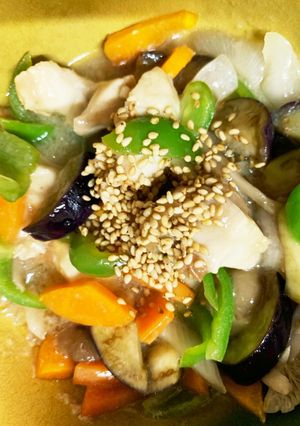 全てレンジ胸肉なす梅甘酢炒め味青椒肉絲風-レシピのメイン写真
