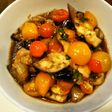 $レンジで簡単$ナスとトマトのマリネ$