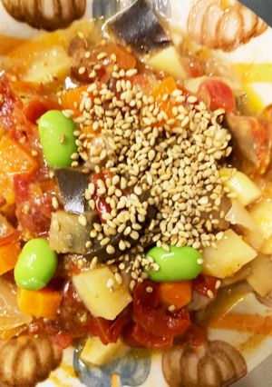 レンジミネストローネ&豚こまのせドーム蒸-レシピのメイン写真