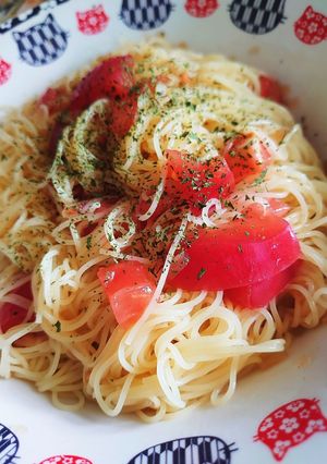たまねぎドレッシングでトマトパスタ(冷）-レシピのメイン写真