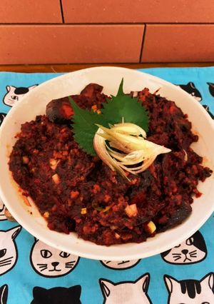 ビーツ入り麻婆ナス♪花椒辣醬で簡単美味-レシピのメイン写真