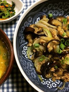 ナスと鶏ひき肉の甘味噌炒め-レシピのメイン写真