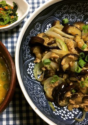 ナスと鶏ひき肉の甘味噌炒め-レシピのメイン写真