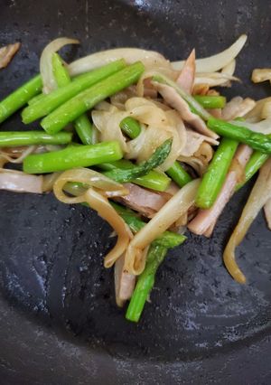 ミニアスパラとハムのバター醤油炒め♪-レシピのメイン写真