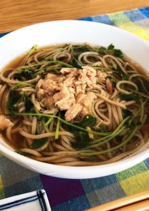 簡単!豆苗ツナ蕎麦-レシピのメイン写真