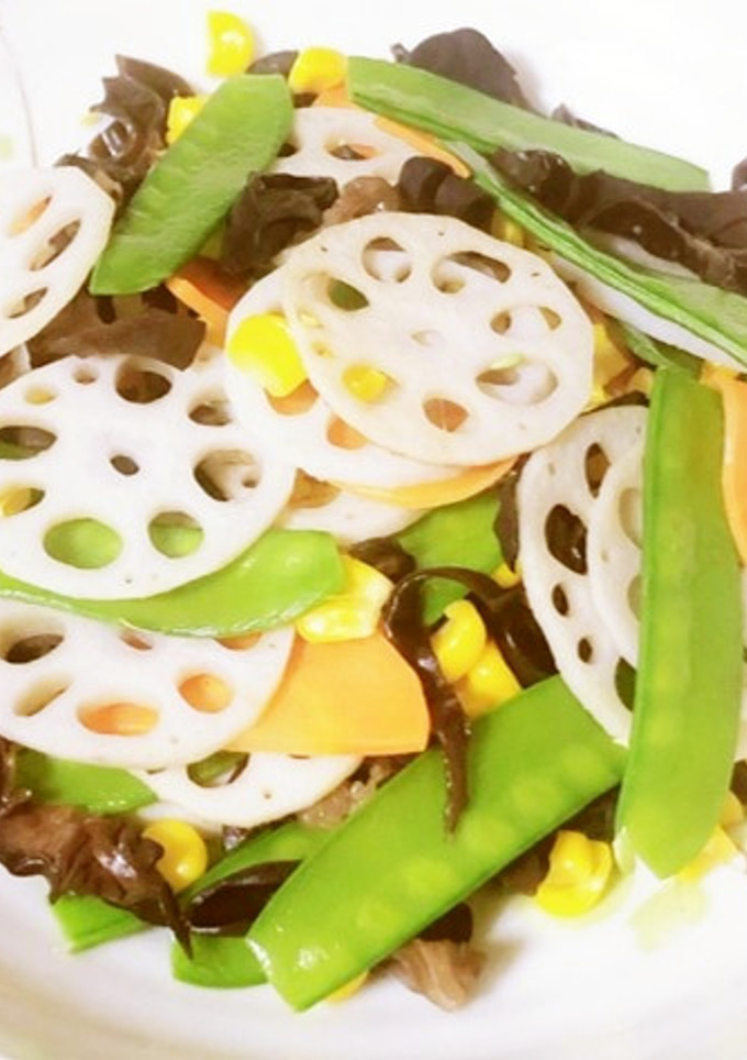蓮根と彩野菜のさっぱり炒め-レシピのメイン写真