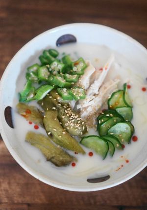 塩麴茹で鶏の豆乳麺-レシピのメイン写真