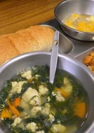 モロヘイヤと卵のスープ河内長野市学校給食-レシピのメイン写真