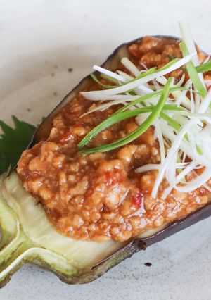 一気に2段同時調理！米なすの肉味噌掛け-レシピのメイン写真