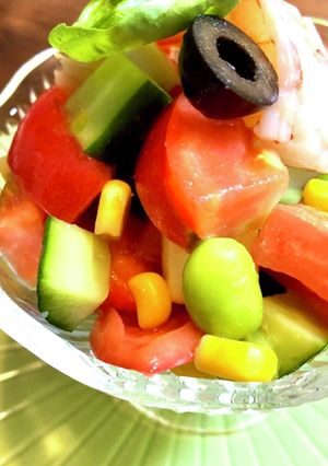 フレッシュ✨夏野菜とえびのダイスサラダ！-レシピのメイン写真