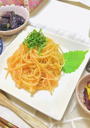 たらこスパゲティメインの夕飯メニュー-レシピのメイン写真