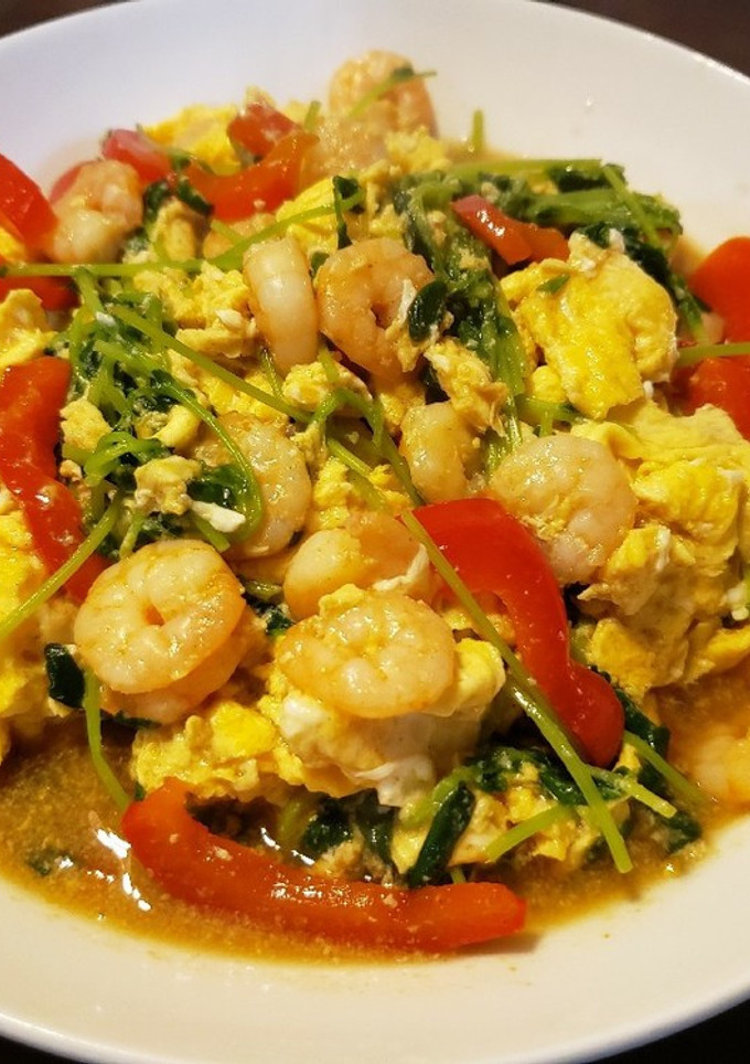 エビと豆苗の卵炒め-レシピのメイン写真