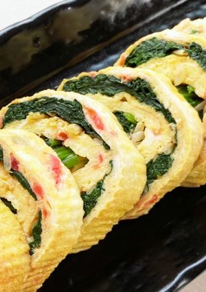 カラフルな玉子焼き♡エビ紅生姜ほうれん草-レシピのメイン写真