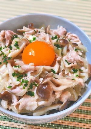 豚こまカルボナーラ丼♬-レシピのメイン写真