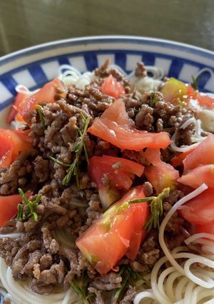 そうめんのハーブとケイジャンビーフのせ-レシピのメイン写真