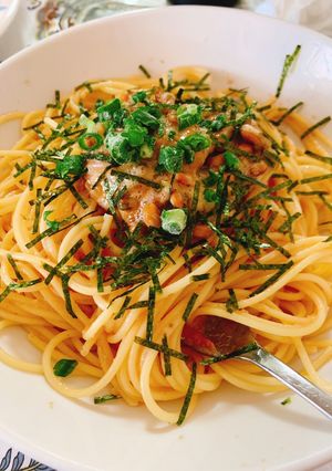 レンジで★生パスタ風納豆たらこパスタ-レシピのメイン写真
