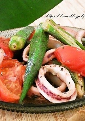 イカとトマトとオクラのペペロン炒め-レシピのメイン写真