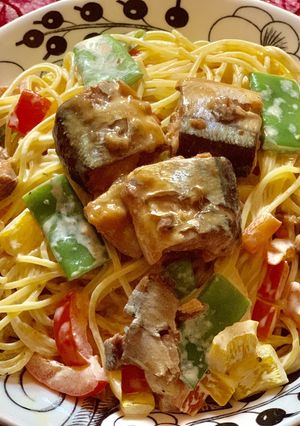 秋刀魚の味噌煮パスタ-レシピのメイン写真