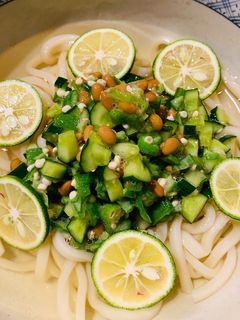 夏野菜のネバネバすだち冷やしうどん-レシピのメイン写真