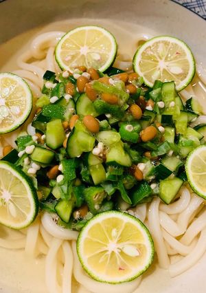 夏野菜のネバネバすだち冷やしうどん-レシピのメイン写真