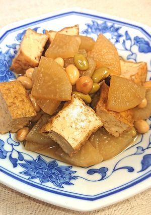 大根と豆と厚揚げの煮物-レシピのメイン写真
