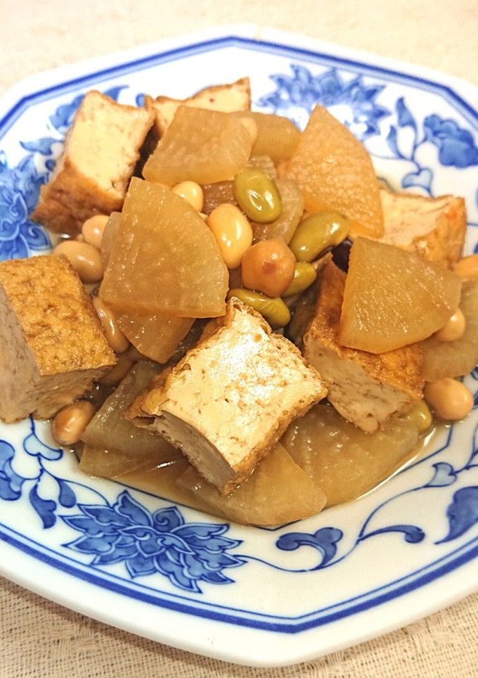 大根と豆と厚揚げの煮物-レシピのメイン写真