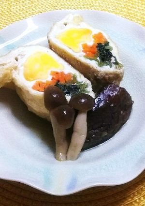 【彩り◎⤴️】卵と小松菜とにんじんの袋煮-レシピのメイン写真