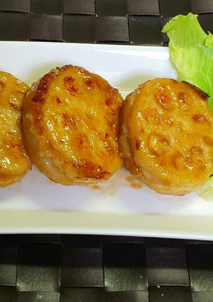 えのき入り鶏つくねのれんこん挟み焼き-レシピのメイン写真