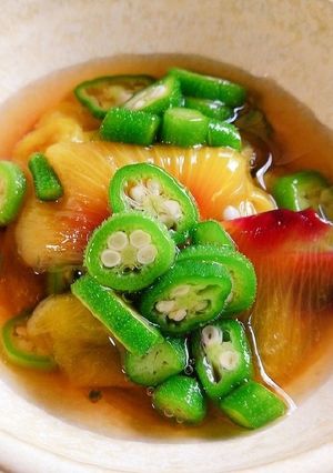 花オクラとオクラの酢の物-レシピのメイン写真
