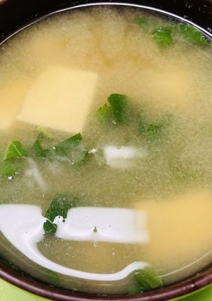 *モロヘイヤと豆腐のみそ汁*-レシピのメイン写真