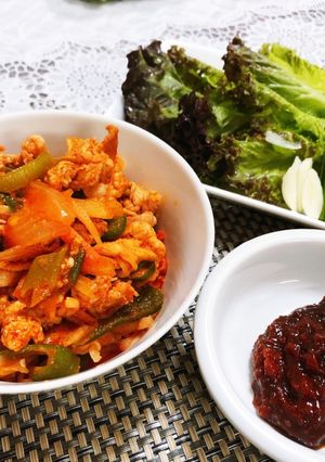 韓国風豚コマと野菜のピリ辛炒め-レシピのメイン写真