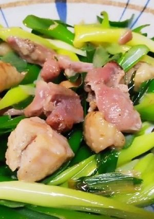 九条ねぎとやきとり缶で炒め物(塩味)-レシピのメイン写真
