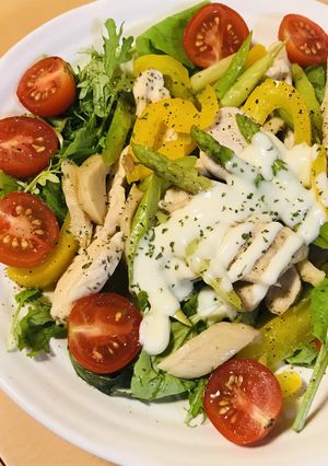 鶏むね肉とアスパラ＆パプリカの白だし炒め-レシピのメイン写真