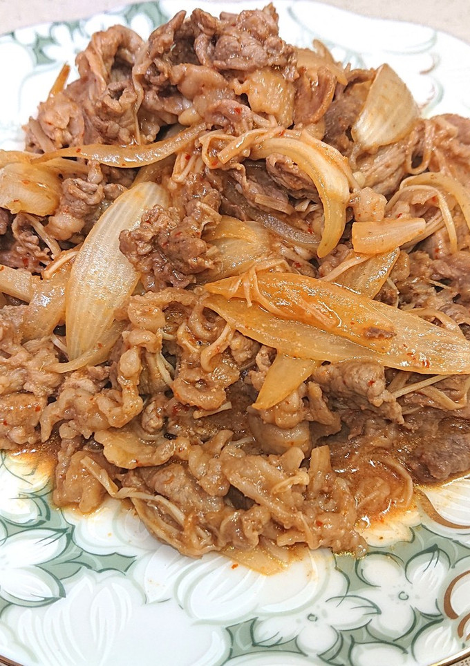 豚肉とえのきと玉ねぎの味噌辛炒め-レシピのメイン写真