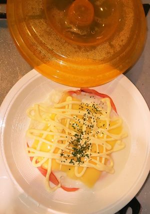 100均グッツ5分チーズベーコンエッグ-レシピのメイン写真
