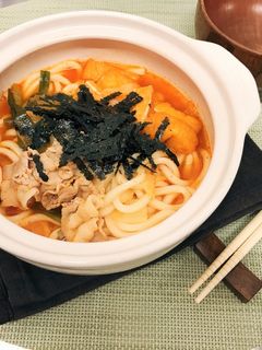 鍋の〆に!海苔たっぷりチゲ鍋うどん-レシピのメイン写真