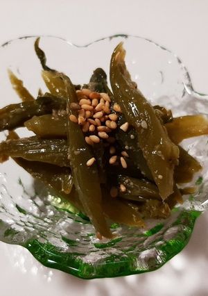 つるむらさきの茎ごま炒め-レシピのメイン写真