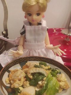 リカちゃん♡レタスとホタテの卵炒めꕤ܀*-レシピのメイン写真