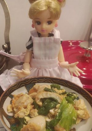 リカちゃん♡レタスとホタテの卵炒めꕤ܀*-レシピのメイン写真