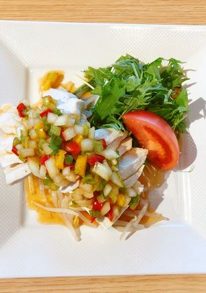 蒸し鶏と豆腐のたっぷり野菜香味ソース-レシピのメイン写真