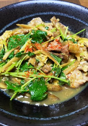 三つ葉大好き!豚肉の柳川風-レシピのメイン写真