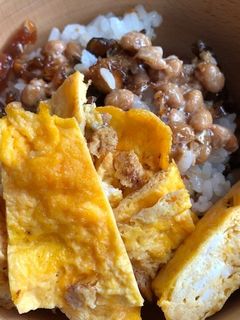 納豆とゴーヤの佃煮&卵焼きご飯-レシピのメイン写真