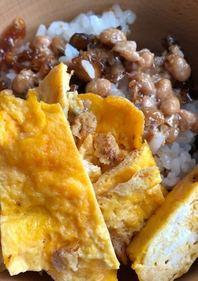 納豆とゴーヤの佃煮&卵焼きご飯-レシピのメイン写真