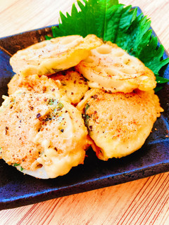 れんこんのパリパリチーズ☆大葉明太子焼き-レシピのメイン写真